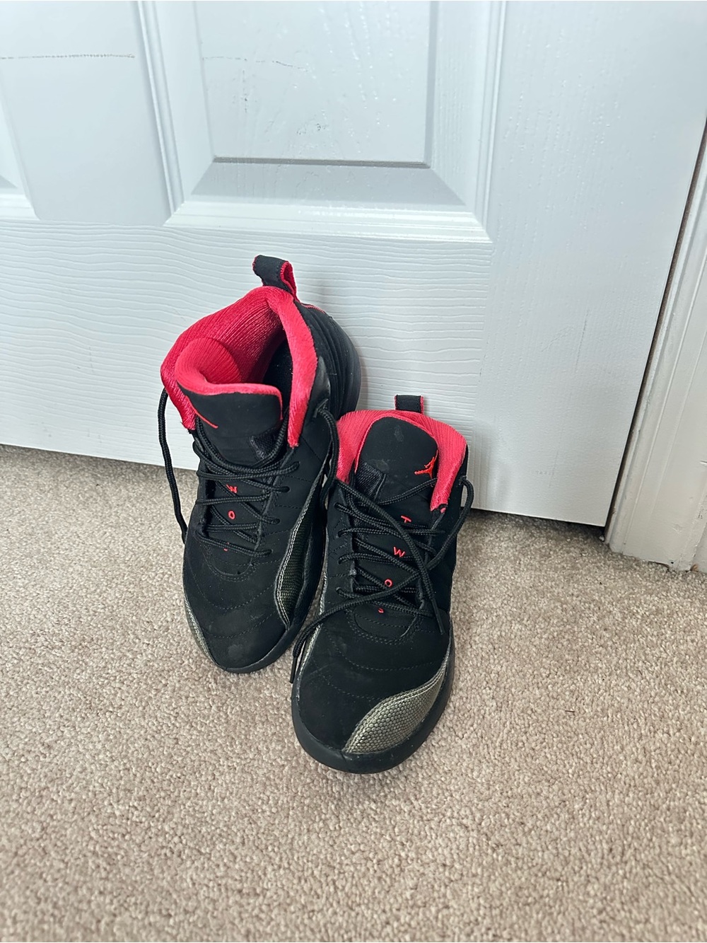 Kids Air Jordan 12 Retro GS Black Red Sneaker Shoes